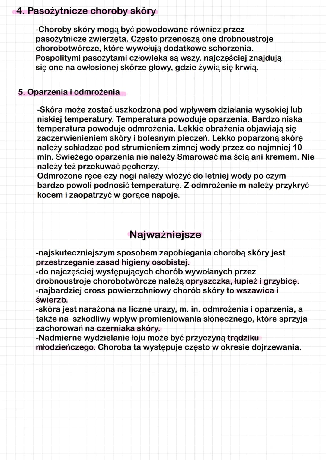 Higiena i choroby skóry
Skóra człowieka jest stale narażone na urazy i kontakt z
zanieczyszczeniami znajdującymi się w otaczającym go środow