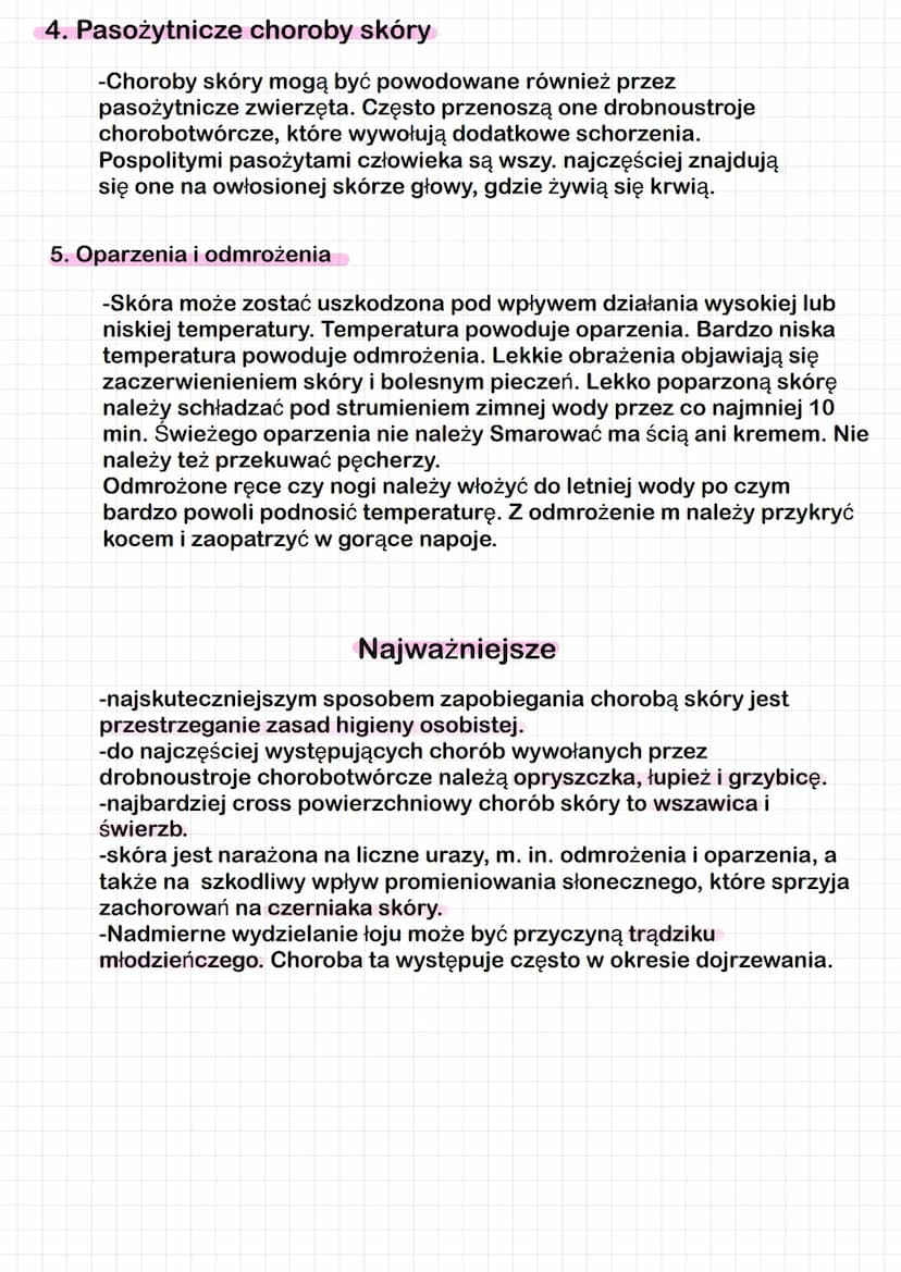 Higiena i choroby skóry
Skóra człowieka jest stale narażone na urazy i kontakt z
zanieczyszczeniami znajdującymi się w otaczającym go środow