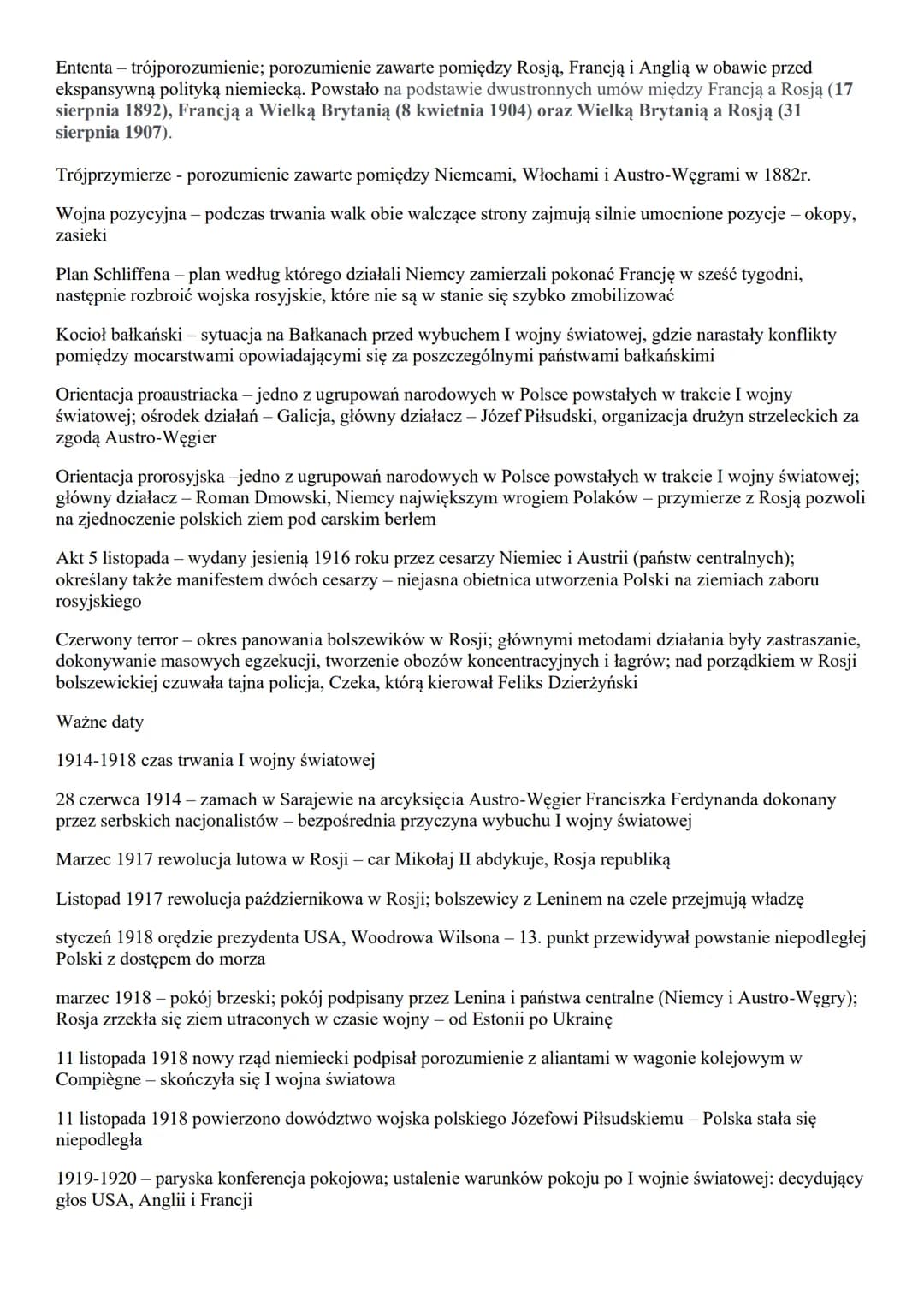 Ententa – trójporozumienie; porozumienie zawarte pomiędzy Rosją, Francją i Anglią w obawie przed
ekspansywną polityką niemiecką. Powstało na