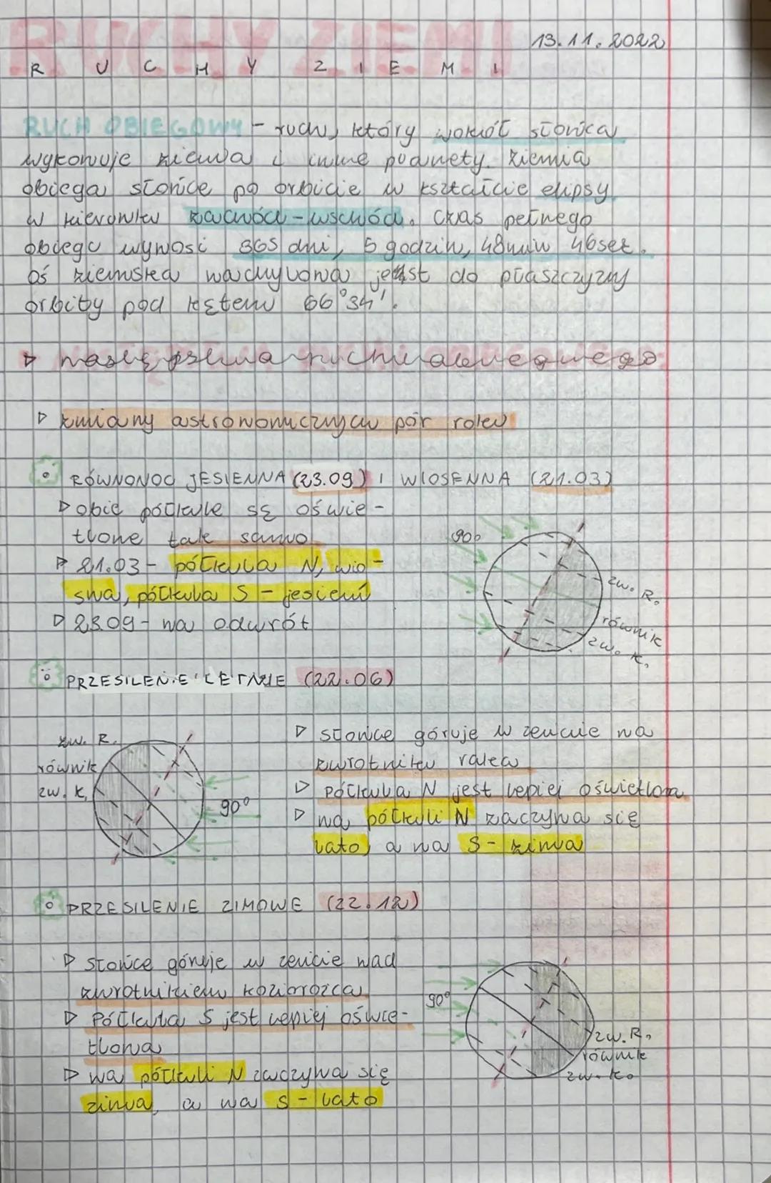 # RUCHY ZIEMI
13.11.202え

Gruan, który wokół słonica
wykonuje kicuda i inne puanety, riemia
obiega słońce po orbicie w kształcie elipsy
W ki