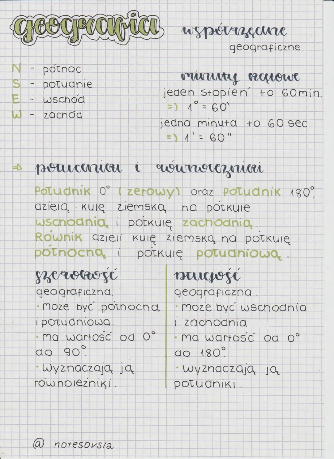 geografia
potnoc
potuanie
wschod
zachod
N
SEW
Ε
N
szeroczość
geograficzna.
moze byc połnocna
i potudniowa.
+ potucarici i wownoreznieri
Polu