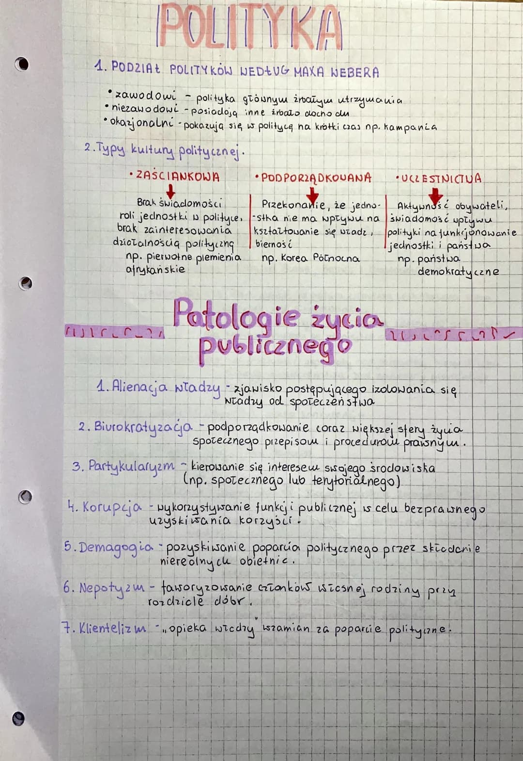 POLITYKA
1. PODZIAŁ POLITYKOW WEDŁUG MAXA WEBERA
zawodowi
polityka głównym żrocłym utrzymania
- posiadają inne źroato docho du
• niezawodowi