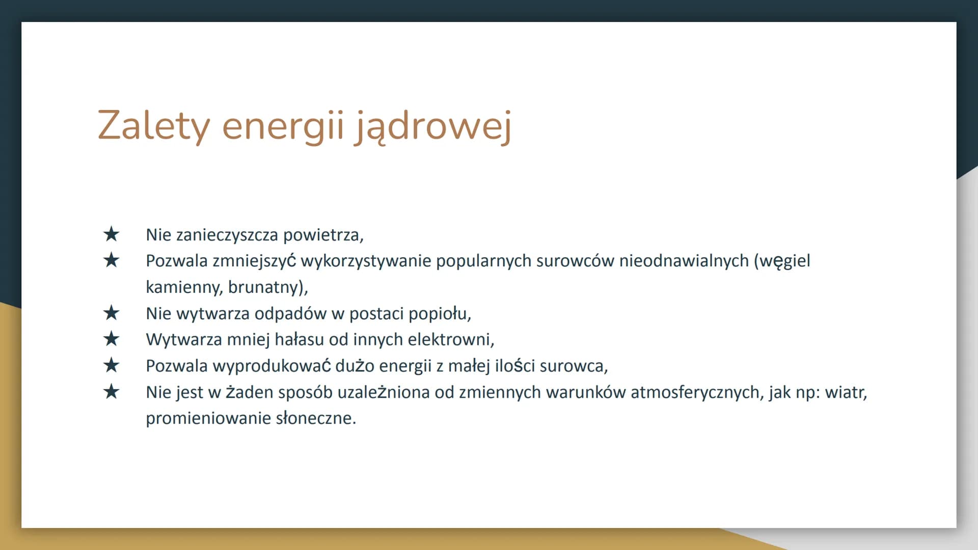 Zalety i Wady
Energetyki Jądrowej Co to energetyka jądrowa?
Jest ona alternatywą dla paliw kopalnych. To zmagazynowana w jądrze atomu energi