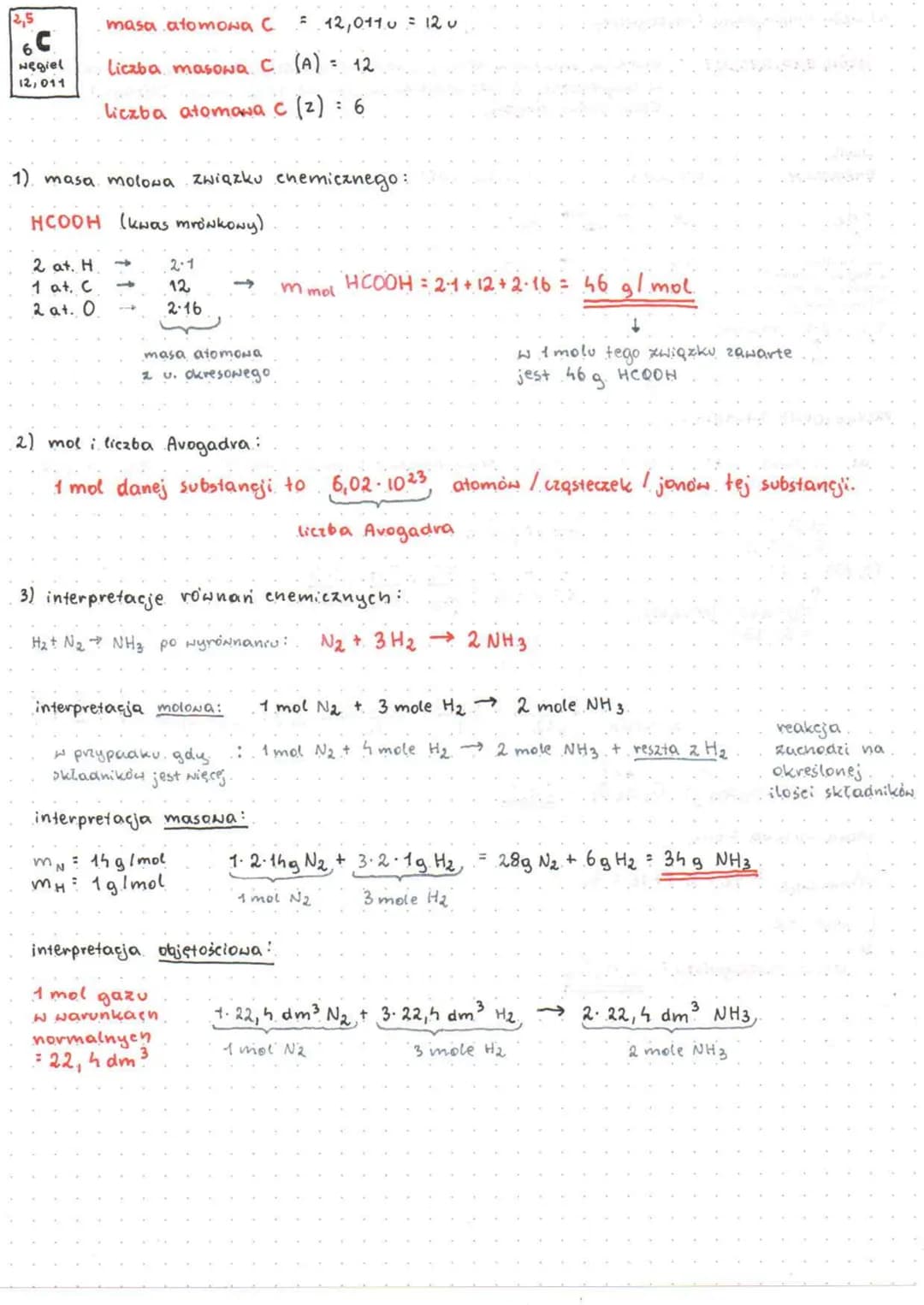 2,5
6C
węgiel
12,011
masa atomowa C
liczba masowa C (A) = 12
liczba atomowa c (2): 6
1) masa molowa związku chemicznego:
HCOOH (kwas mroNkon