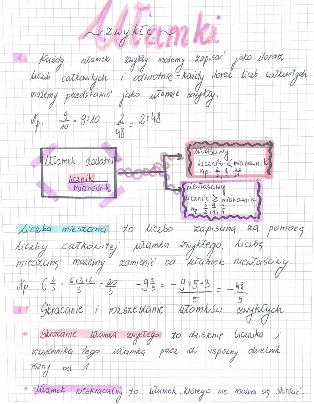 Ułamki zwykłe i dziesiętne - Ćwiczenia i testy klasa 4 i 5