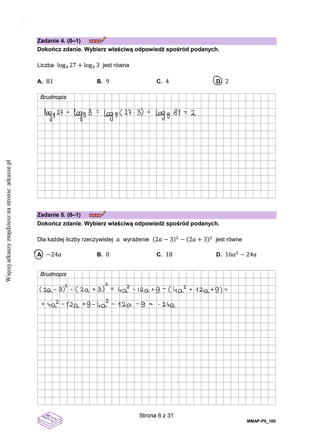 Więcej arkuszy znajdziesz na stronie: arkusze.pl
CENTRALNA
KOMISJA
EGZAMINACYJNA
KOD
WYPEŁNIA ZDAJĄCY
PESEL
Egzamin maturalny
DATA: 8 maja 2
