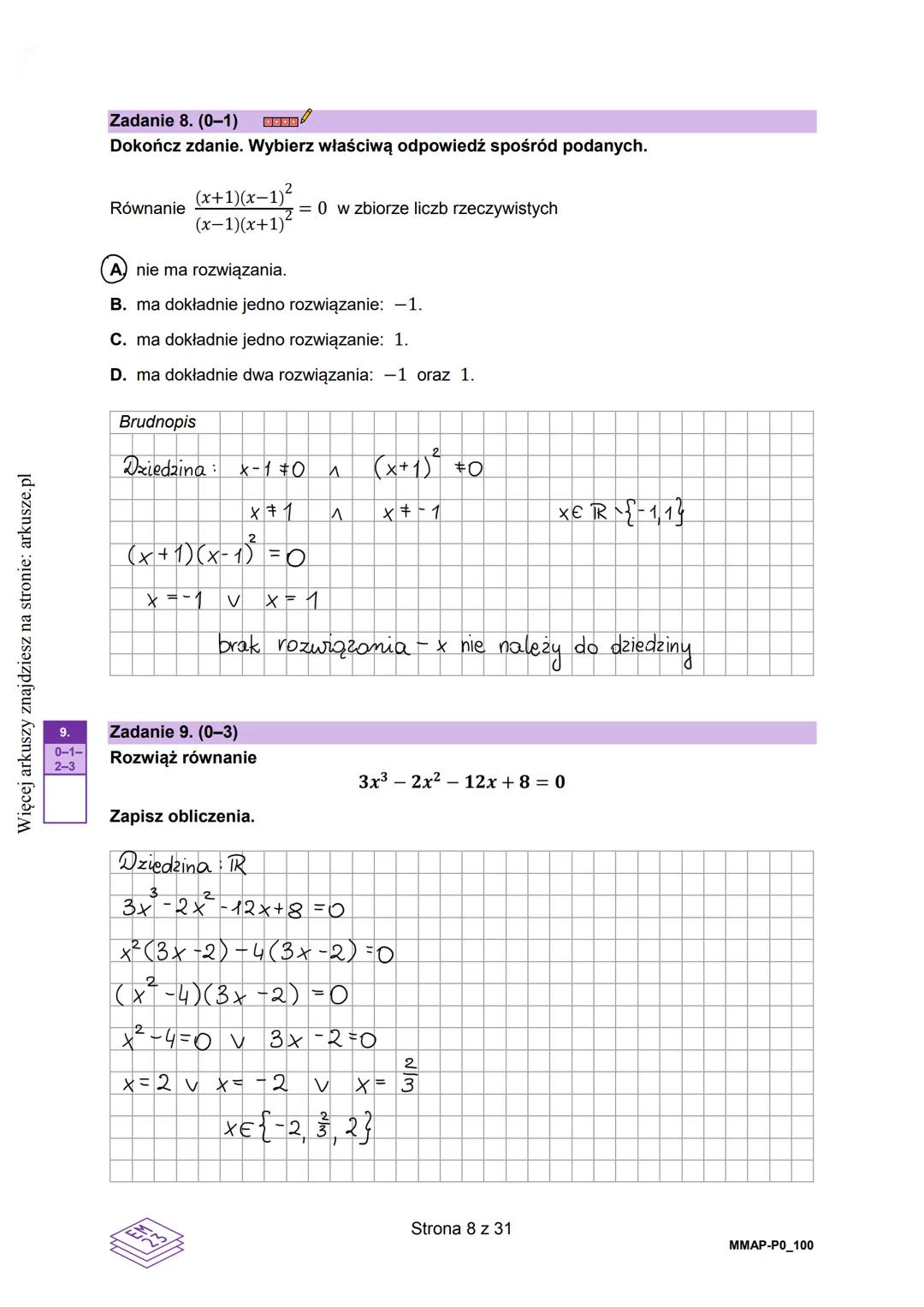 Więcej arkuszy znajdziesz na stronie: arkusze.pl
CENTRALNA
KOMISJA
EGZAMINACYJNA
KOD
WYPEŁNIA ZDAJĄCY
PESEL
Egzamin maturalny
DATA: 8 maja 2