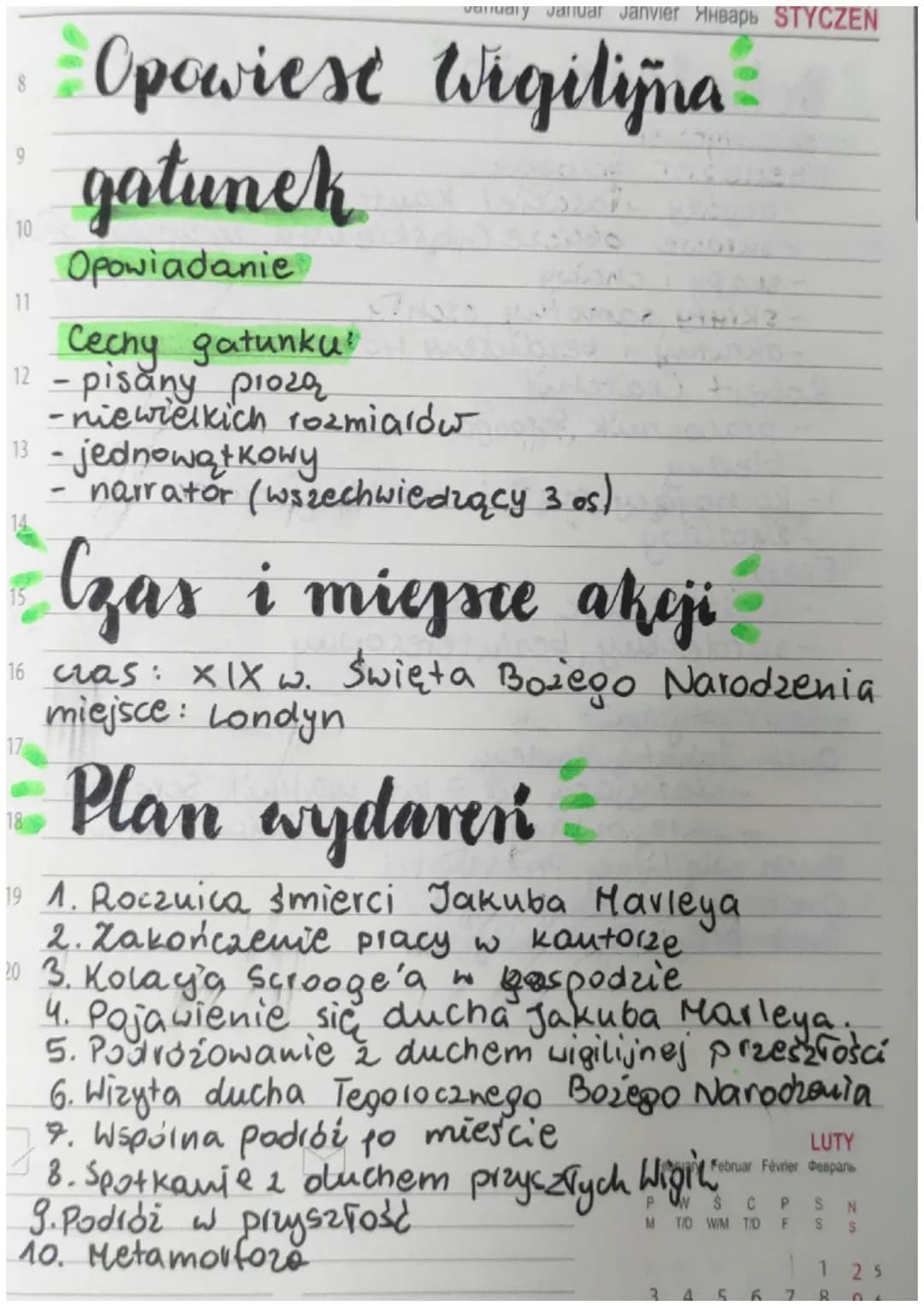 9
10
valiualy Januar Janvier Январь STYCZEŃ
Opowiest Wigilijna
gatunek
Opowiadanie
Cechy gatunku!
12 - pisany prozą
-niewielkich rozmiarów
1
