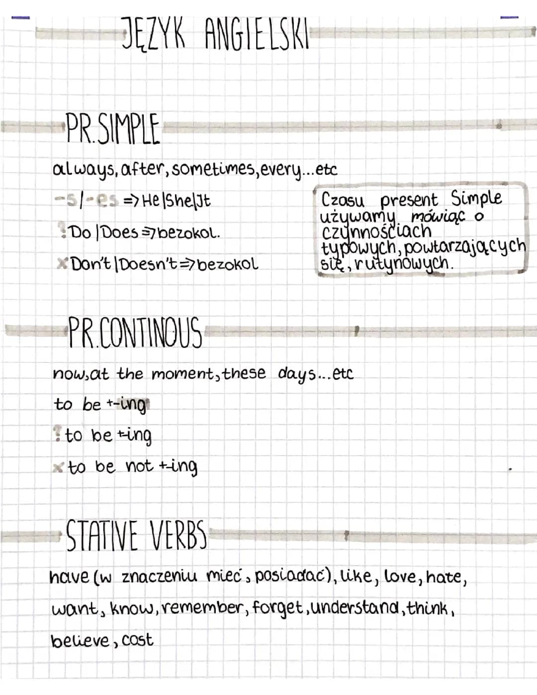język angielski present simple, present continous