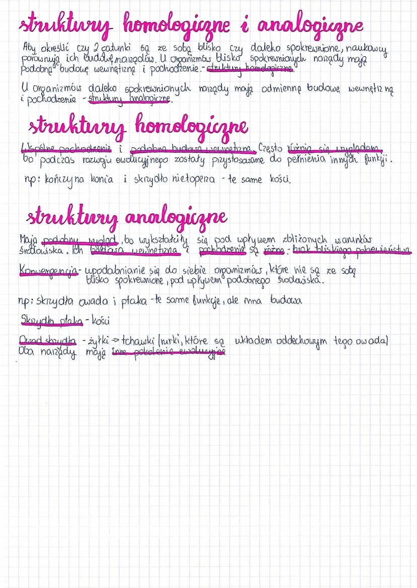 struktury homologiczne i analogiczne
Aby określić czy 2 catunki są ze sobą blisko czy daleko spokrewnione, naukowy
porównuje ich budilif mar