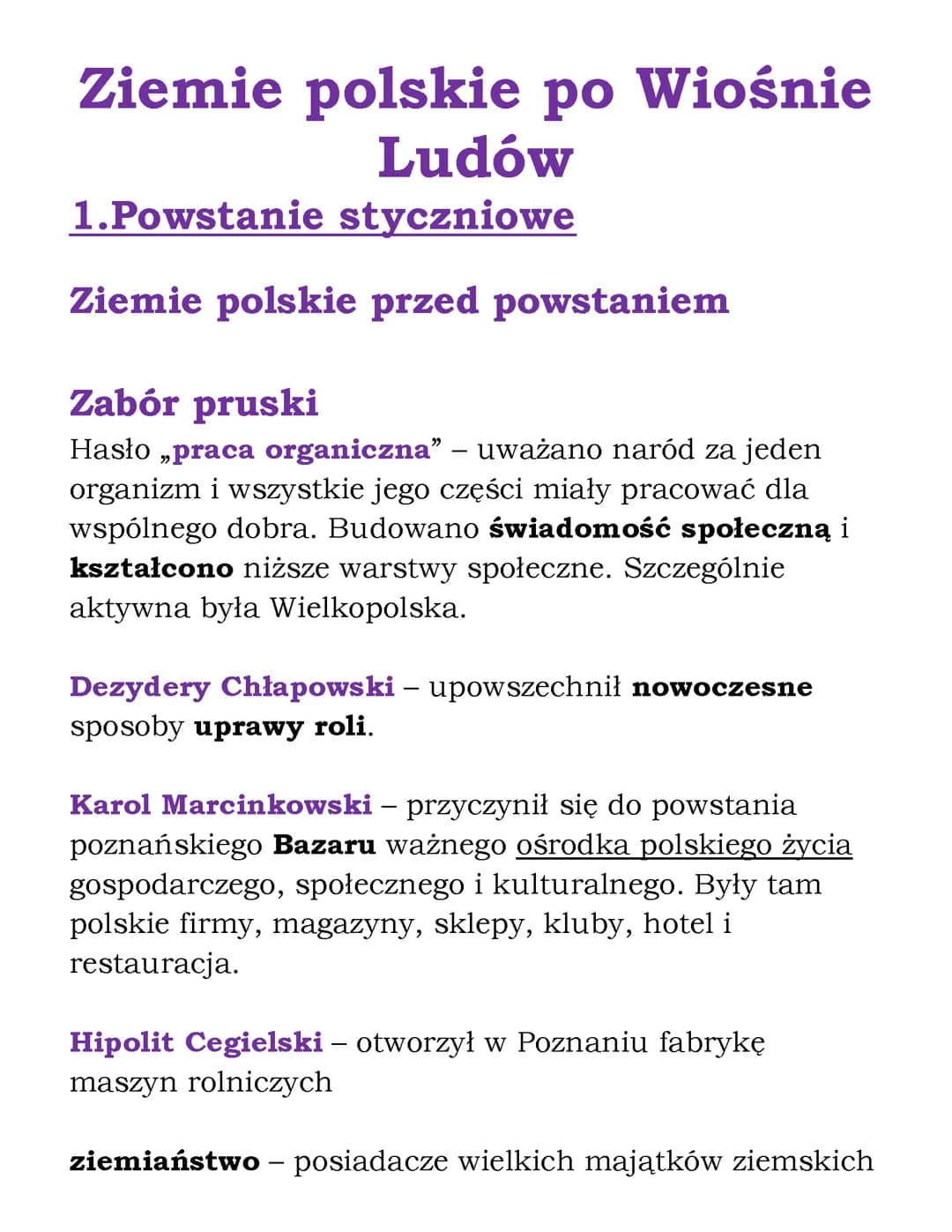Ziemie polskie po Wiośnie Ludów kl 7 Wczoraj i dziś