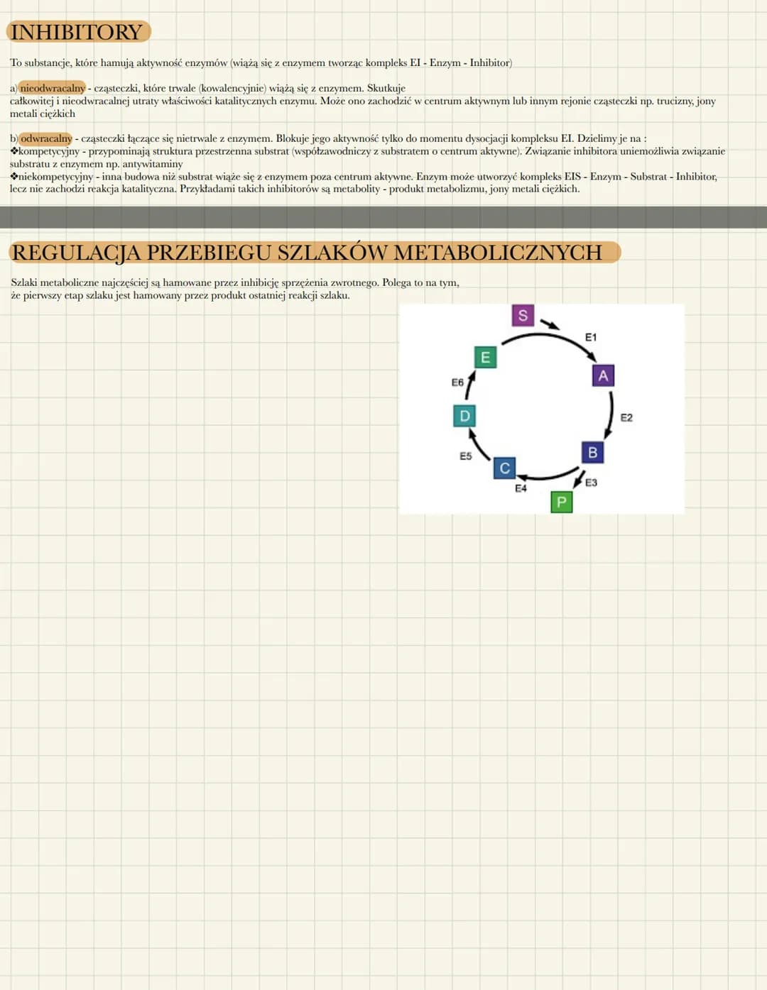 REGULACJA AKTYWNOŚCI ENZYMÓW
CZYNNIKI WPŁYWAJĄCE NA AKTYWNOŚĆ DZIAŁANIA ENZYMU
→stężenie substratu
→ temperatura
→pH środowiska
→obecność ak