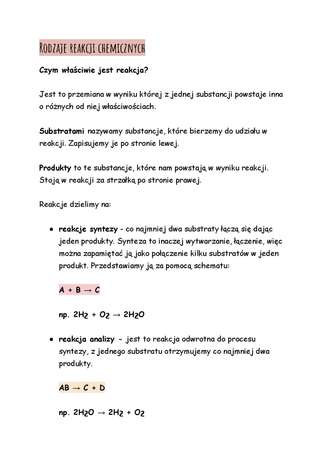 Typy i Rodzaje Reakcji Chemicznych Klasa 7 - Reakcje Redoks i Zadania