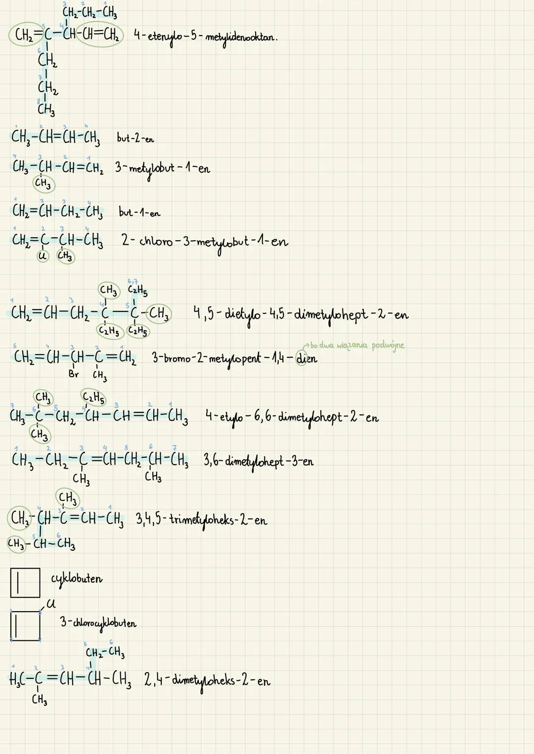 WE=
С
H
TC
4
1) BUDOWA
→ eten
I SZEREG
Cattu
propen C3H6
buten
C4H8
penten C5H 10
heksen C6H₁2
→ hepten C₂H₁4
⇒okten Cg H 16
ALKENY
133
pm
6