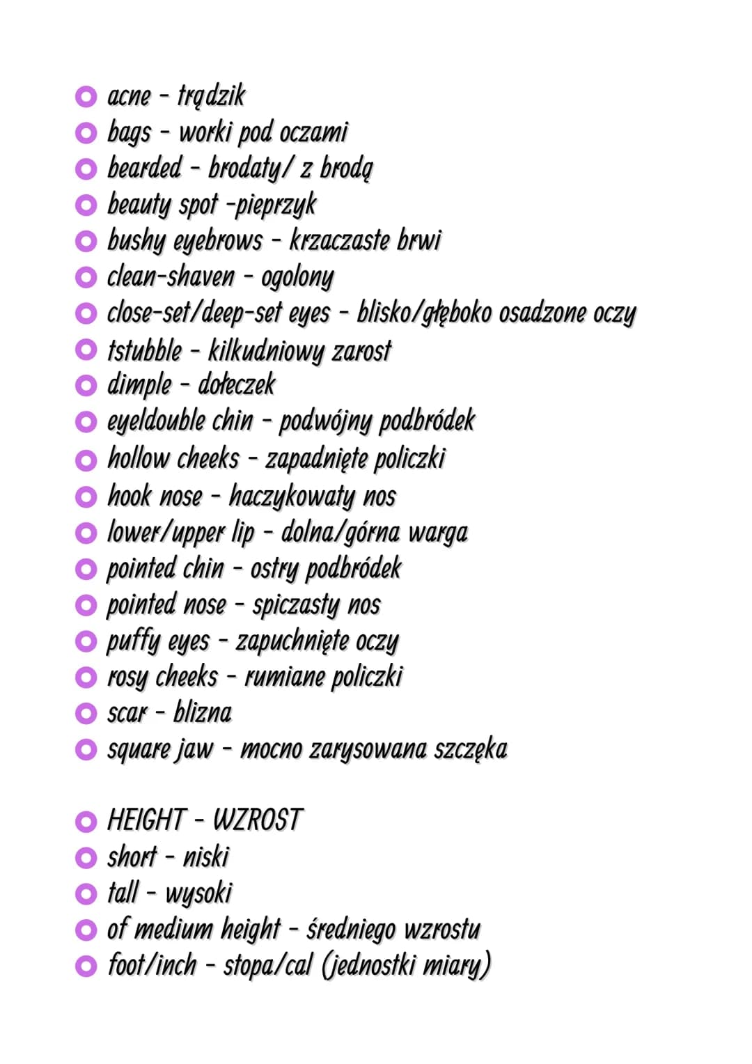 SŁOWNICTWO CZŁOWIEK
APPEARANCE-WYGLĄD ZEWNĘTRZNY
O BUILD-BUDOWA CIAŁA
O athletic build -sportowa sylwetka
o broad shoulders - szerokie ramio