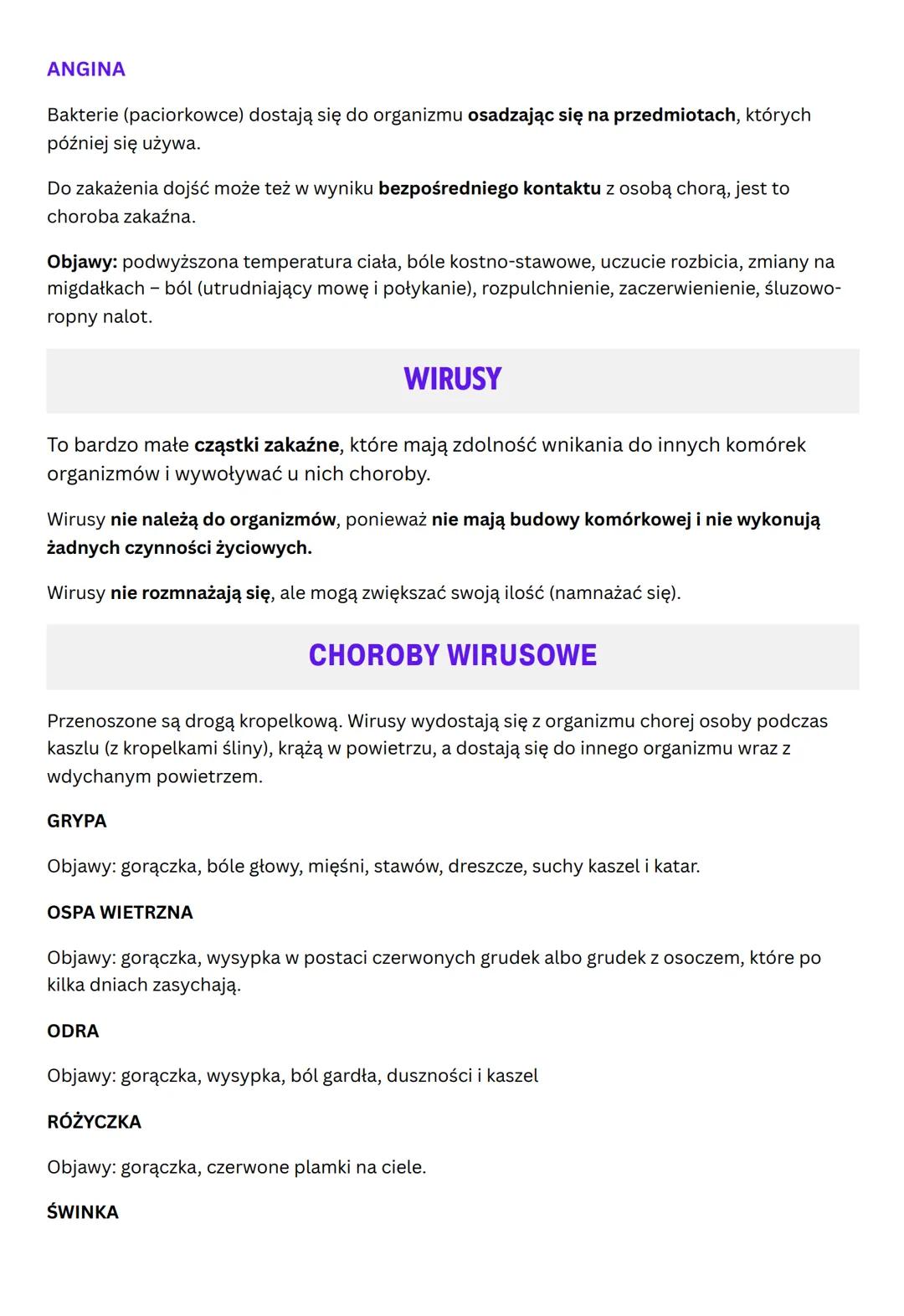 BAKTERIE I WIRUSY
BAKTERIE
Bakterie to organizmy jedno komórkowe, które nie mają jądra komórkowego. Zawierają
nić DNA zanurzoną w cytozolu. 