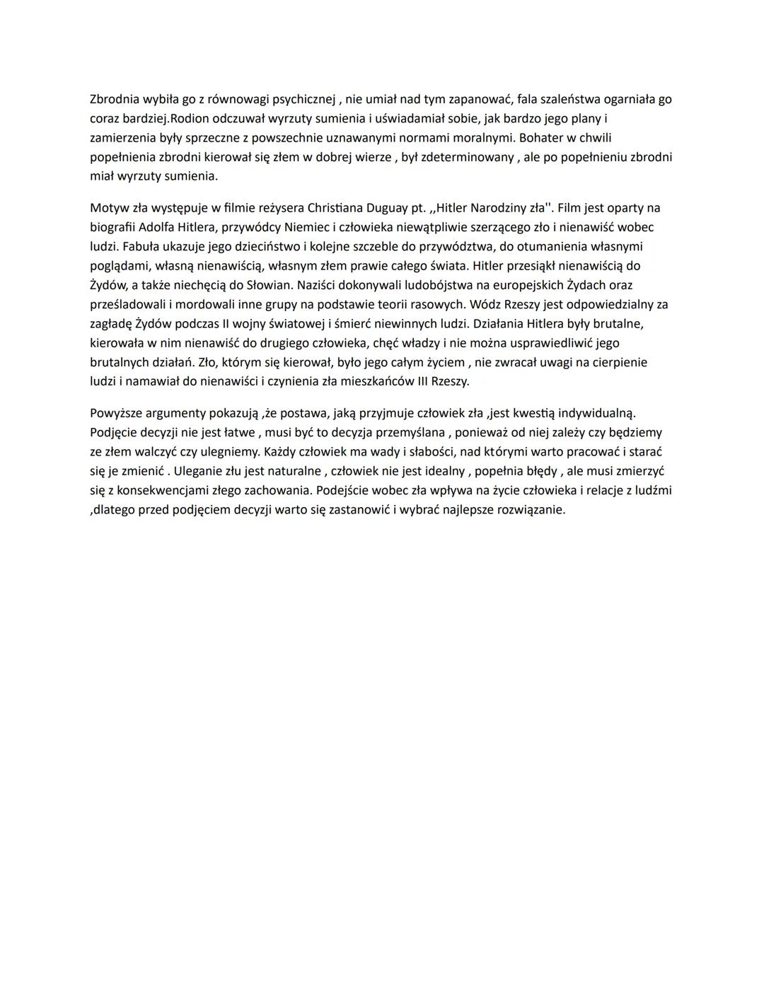 Zło jest nieodłącznym elementem rzeczywistości. Człowiek w ciągu swojego życia spotyka wiele zła,
krzywdy i cierpienia. Zło nie ma jednoznac