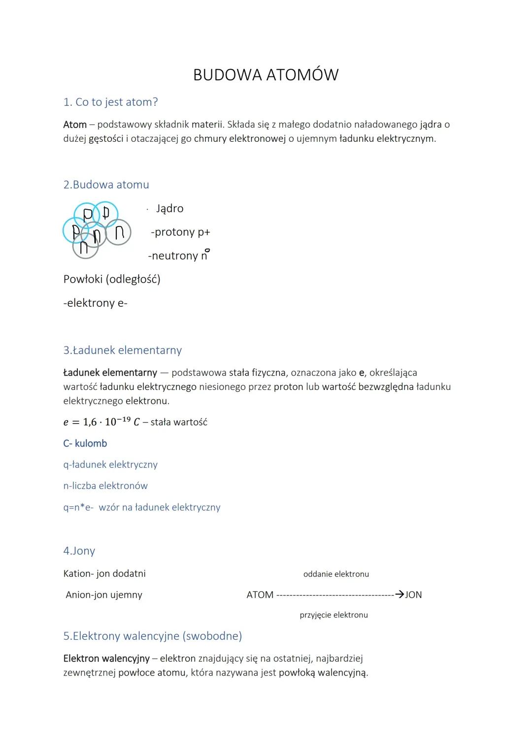 Budowa atomów: Podstawy elektrostatyki