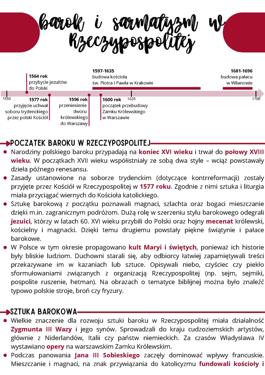 Barok i sarmatyzm w Rzeczypospolitej.