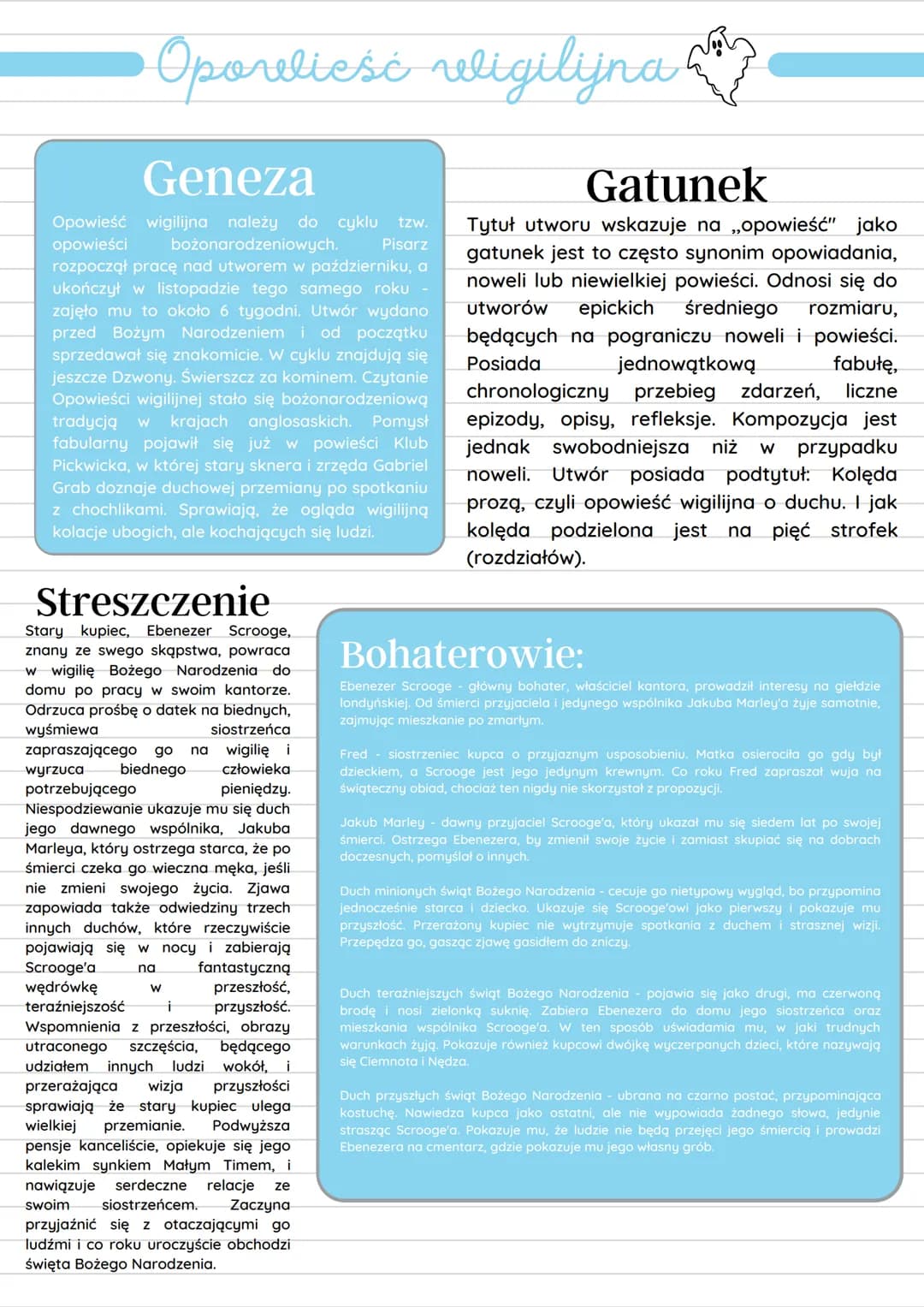 Oporelicść wigilijna
Geneza
Opowieść wigilijna należy do cyklu tzw.
opowieści bożonarodzeniowych. Pisarz
rozpoczął pracę nad utworem w paźdz