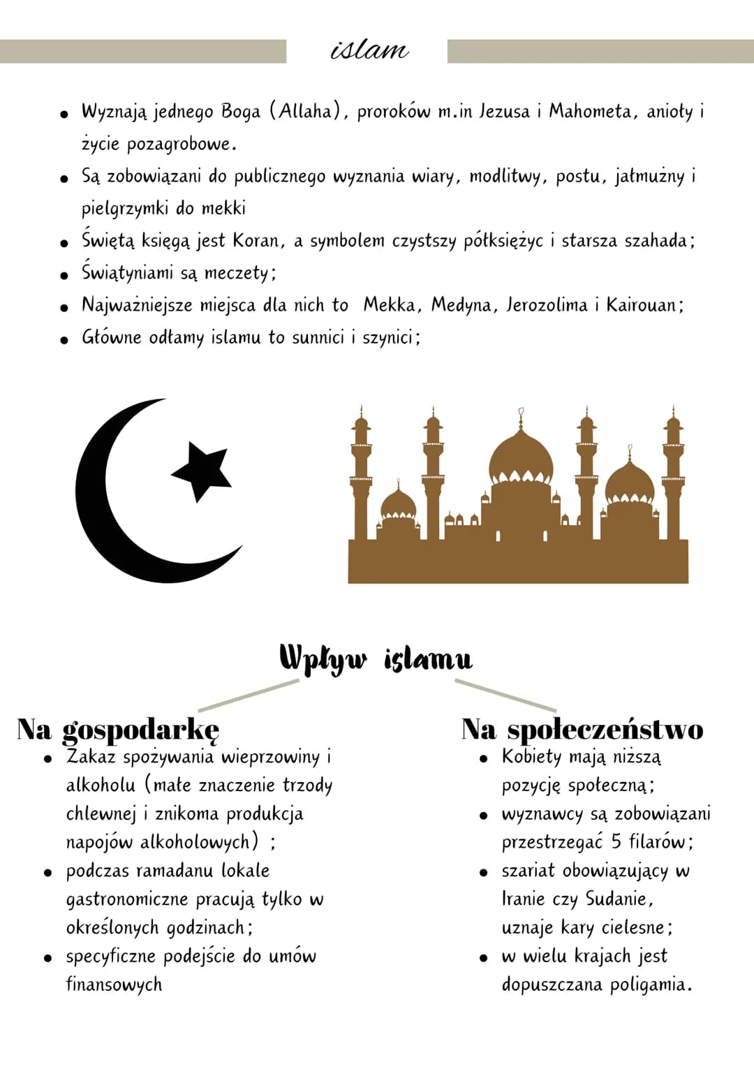 RELIGIE ŚWIATA
Religia to system wierzeń oraz powiązanych z nimi obrzędów i zasad
moralnych. Kształtuje ona postawy życiowe i system wartośc