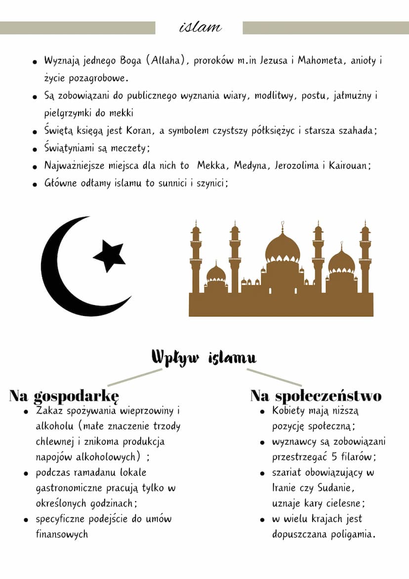 RELIGIE ŚWIATA
Religia to system wierzeń oraz powiązanych z nimi obrzędów i zasad
moralnych. Kształtuje ona postawy życiowe i system wartośc