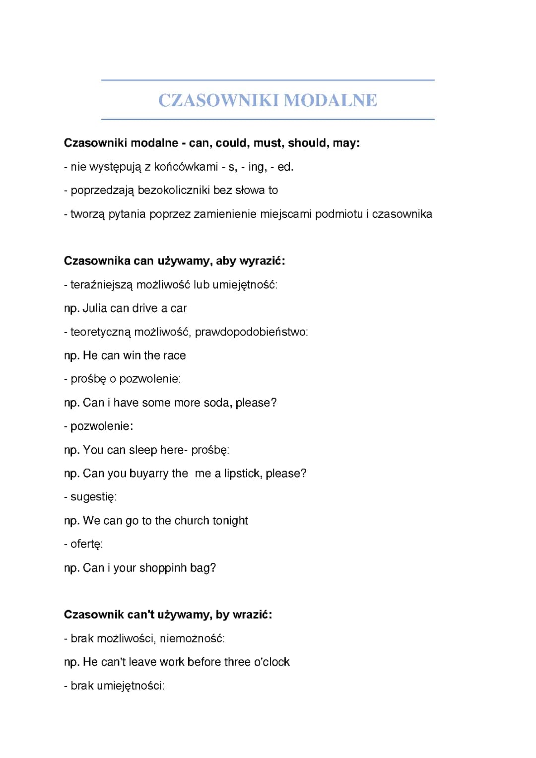 Czasowniki modalne