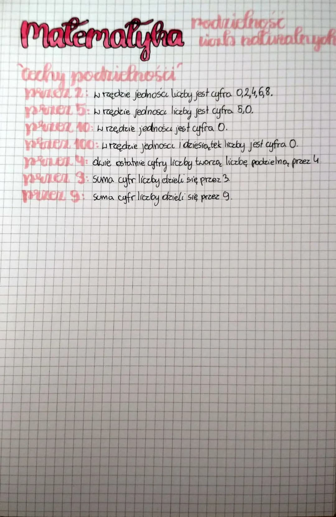 Cechy Podzielności Liczb Naturalnych - Klasa 6 - Zadania PDF