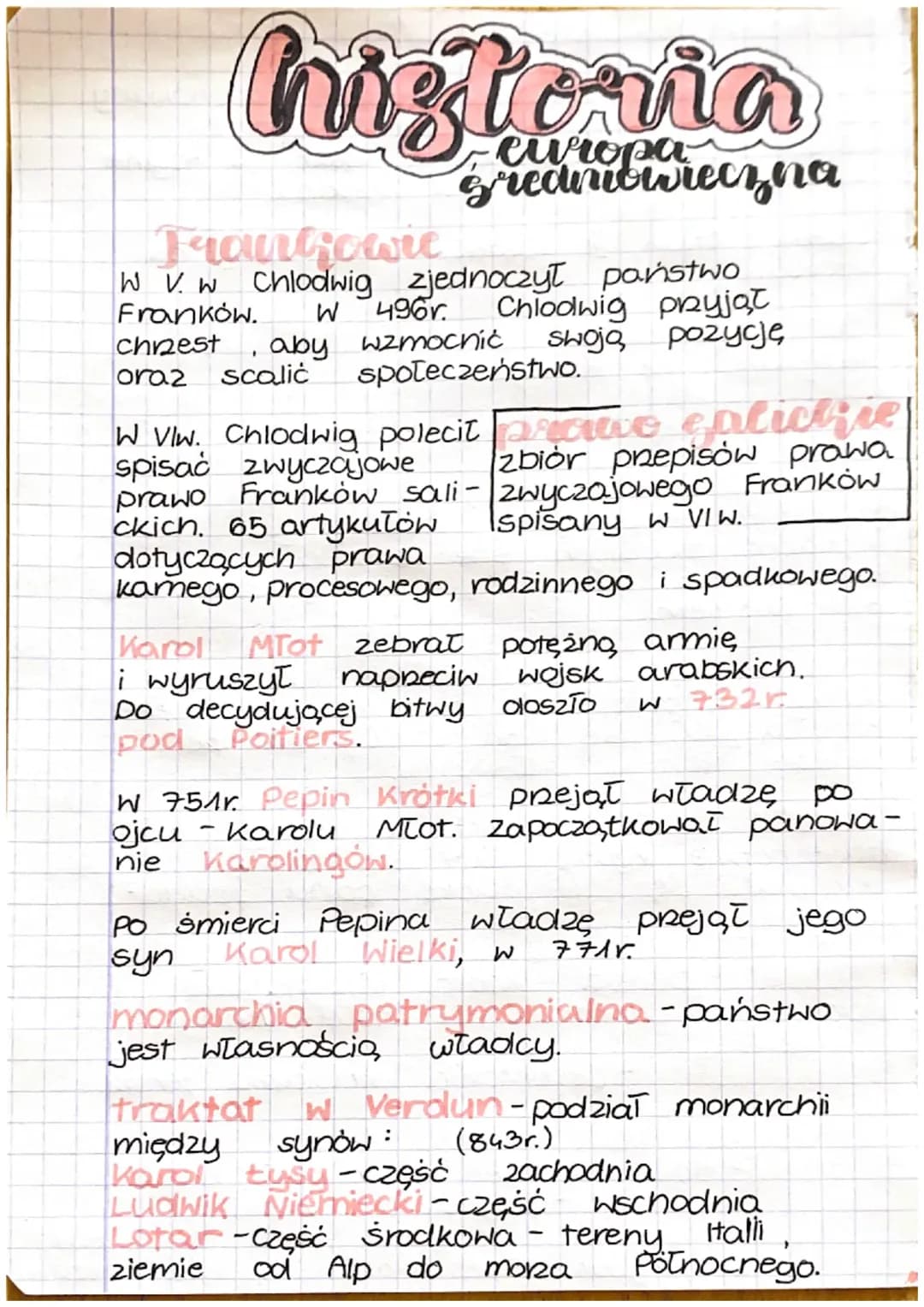 HISTORIA Europa Średniowieczna klasa 1