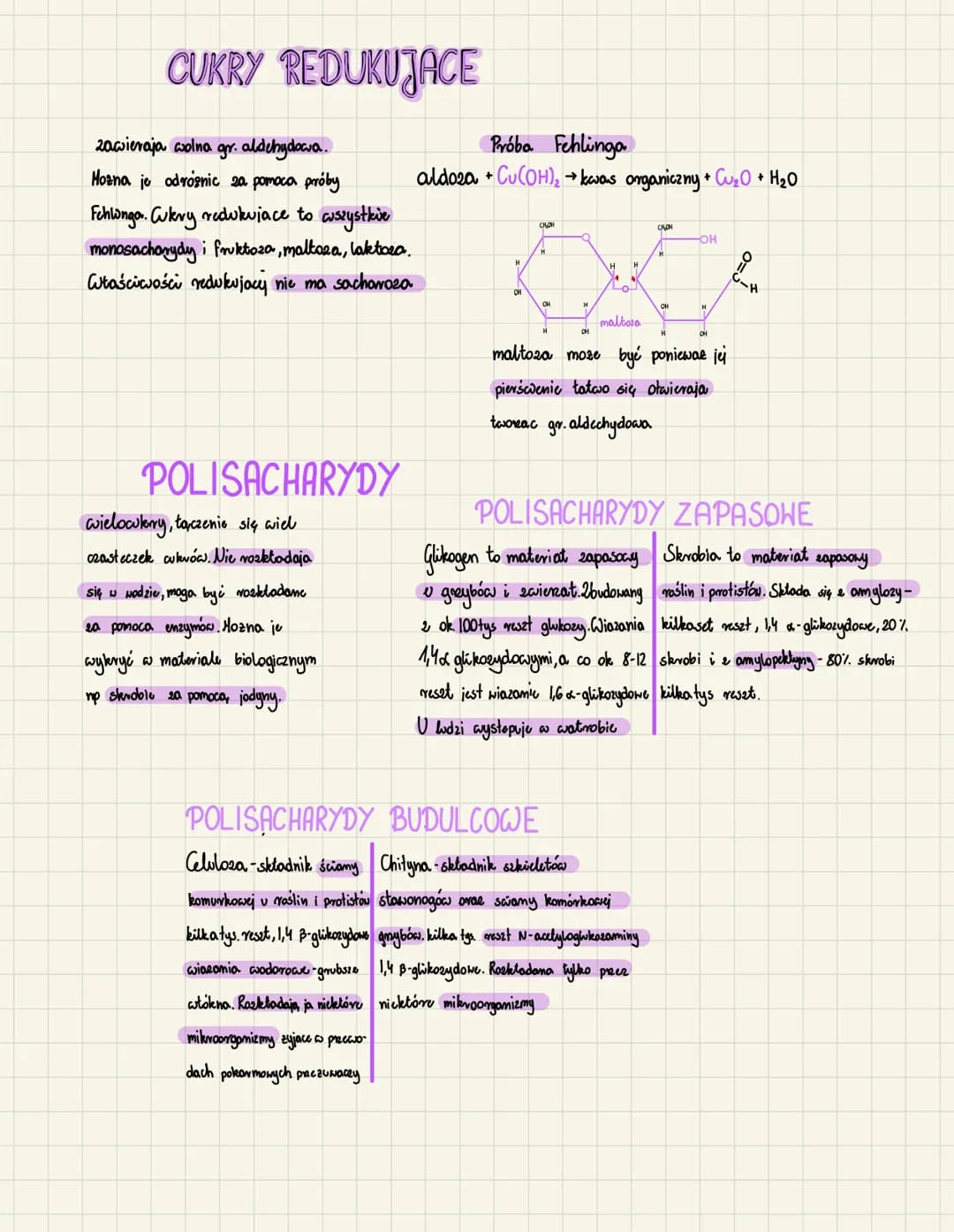 CUKRY HEGLOWODANY-SACHARYDY
Glukoza → C₂ H₂O₂
MONO SACHARYDY
wkry proste, jednowkry, zwykle
zawierają, od 3 do 8 atomów węgla.
nazywamy je k