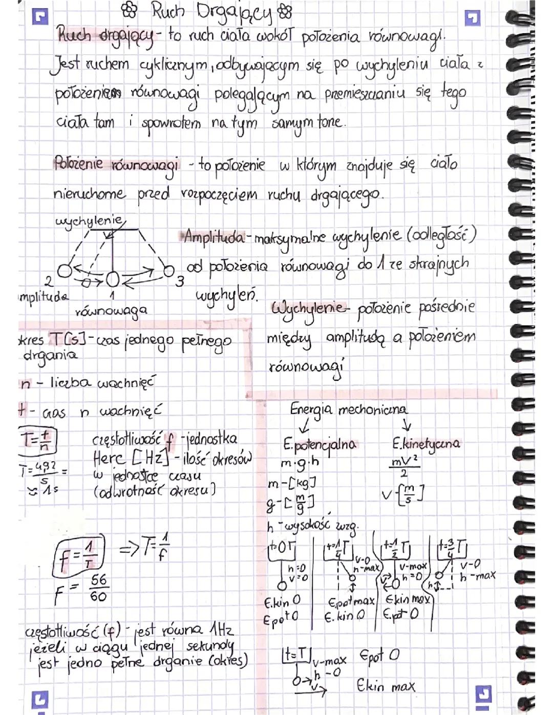 Drgania w Fizyce – Klasa 8: Kluczowe Wzory i Wyjaśnienia