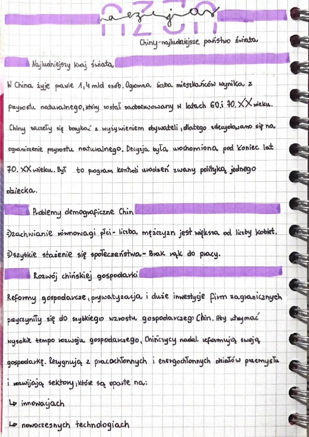 ممن همتهم
dziecka.
Najludniejszy Kraj świata,
W China żyje prawie 1,4 mld osób. Ogromna liczba mieszkańców wynika z
przyrostu naturalnego, k