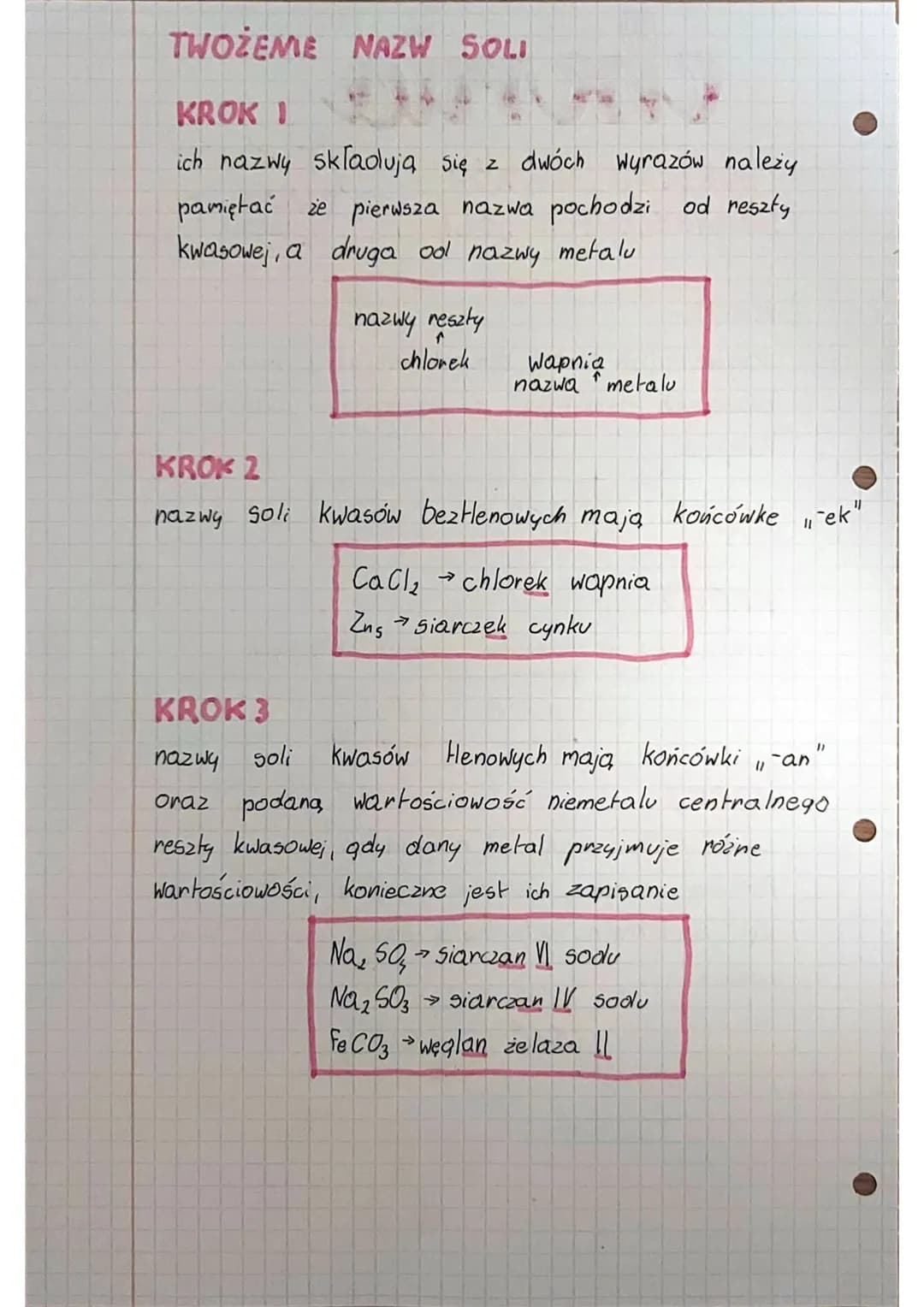 chenia
TWORZENIE WZORÓW
SUMARYCZNYCH SOLI
KROK I
reszt
zapisz obok siebie symbole metali
kwasowych pamietając o zachowaniu właściwej
kolejno