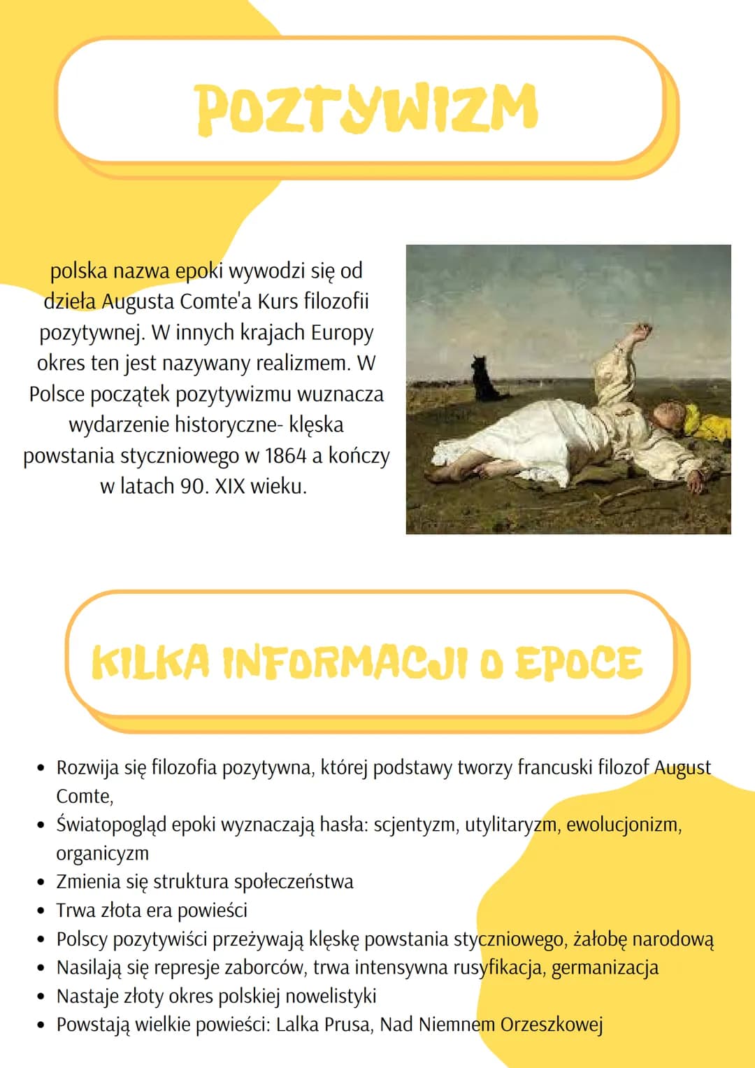 polska nazwa epoki wywodzi się od
dzieła Augusta Comte'a Kurs filozofii
pozytywnej. W innych krajach Europy
okres ten jest nazywany realizme