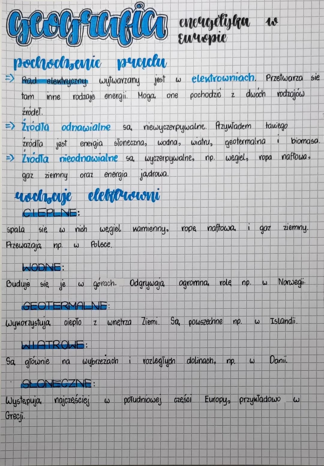 cytolyfulfica
pochochbenie prciclu
=> Prad elektryczny wytwarzany jest w elextrowniach. Przetwarza sie
dwoch rodzajów
inne rodzaje energii. 