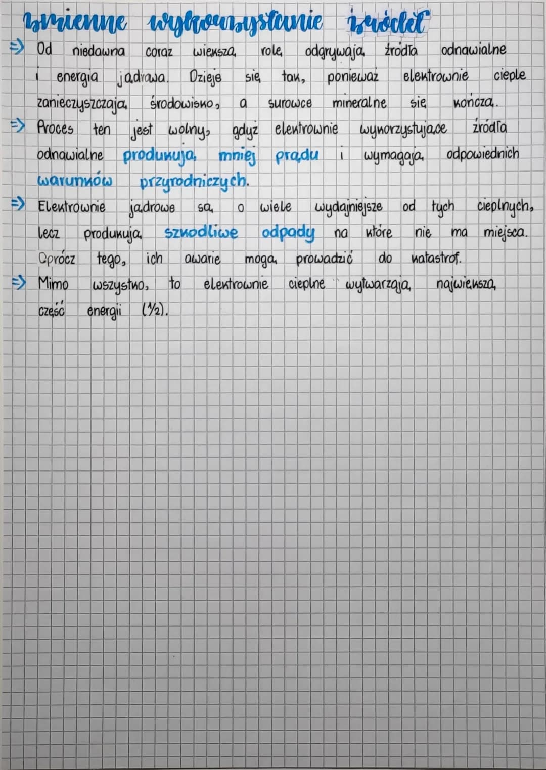 cytolyfulfica
pochochbenie prciclu
=> Prad elektryczny wytwarzany jest w elextrowniach. Przetwarza sie
dwoch rodzajów
inne rodzaje energii. 