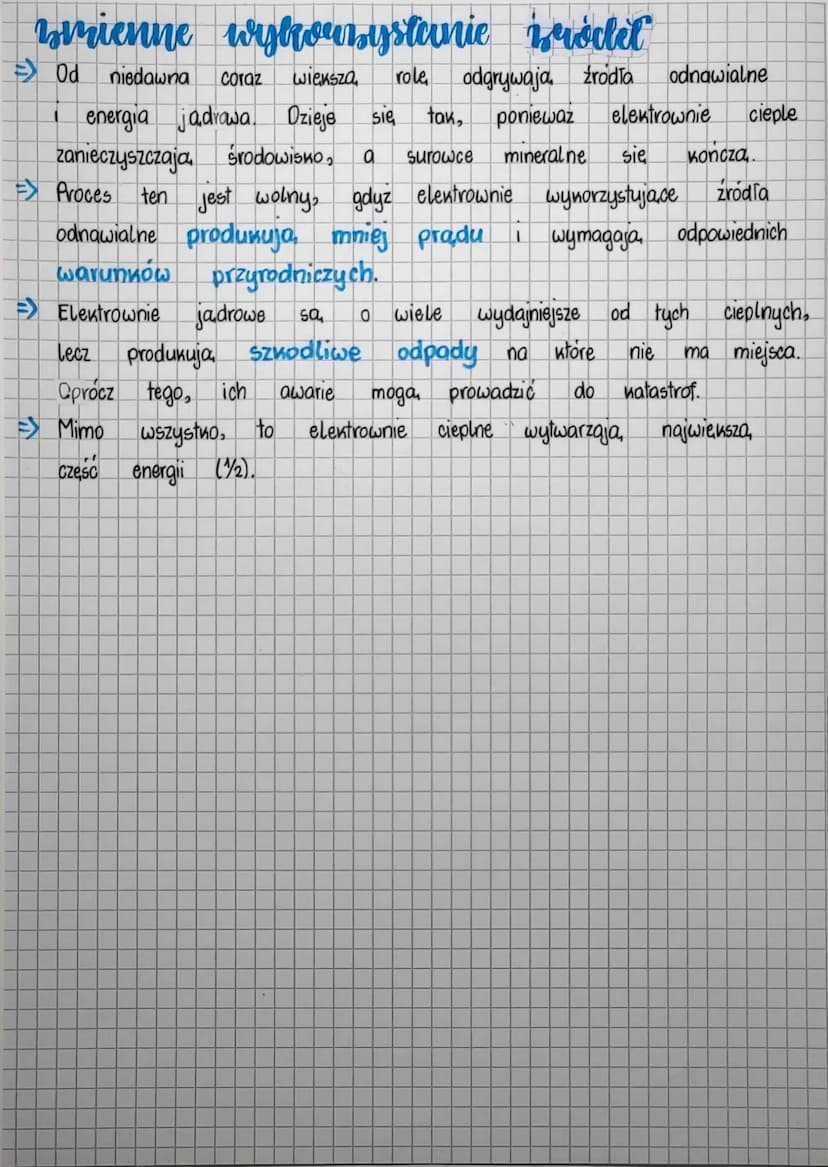 cytolyfulfica
pochochbenie prciclu
=> Prad elektryczny wytwarzany jest w elextrowniach. Przetwarza sie
dwoch rodzajów
inne rodzaje energii. 