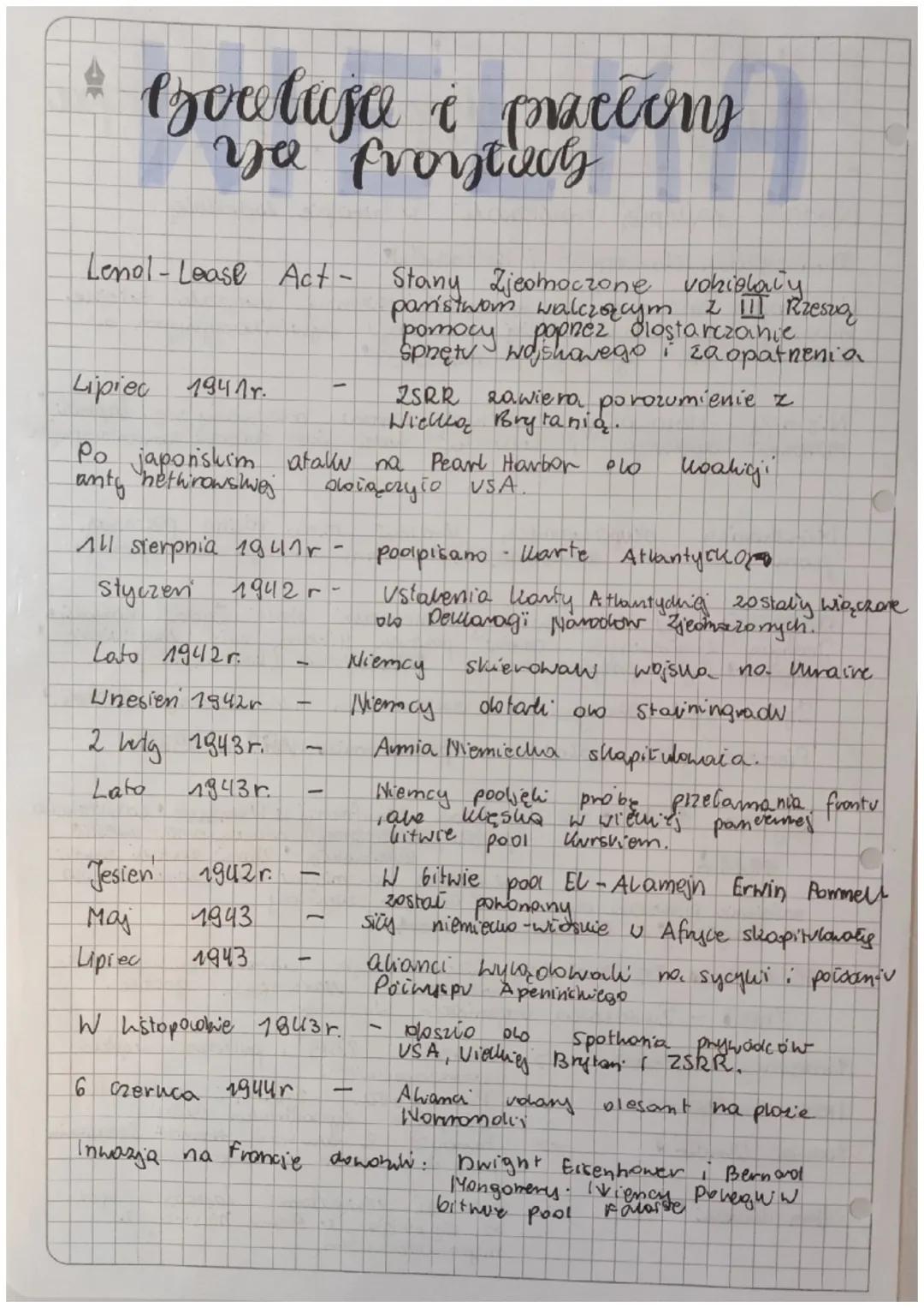 Goclusa i pracions
yo frontuch
Lenol-Lease Act - Stany Zjeomoczone vokiolaly
z III Rzesva
państwom
pomocy
walczorcym
poprzez olostarczanie
S