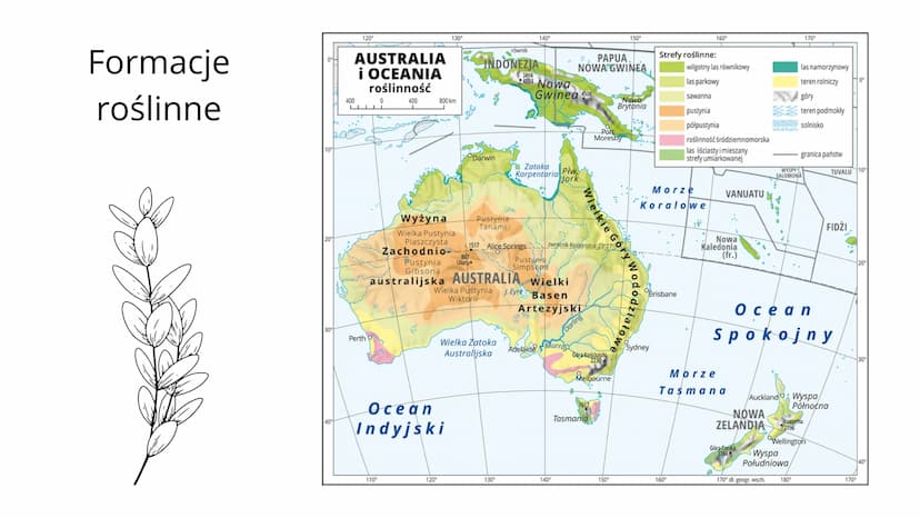 Środowisko
przyrodnicze Australii i
Oceanii Położenie
• jest najmniejszym kontynentem na Ziemi (7,7 mln km2)
leży na półkulach południowej i