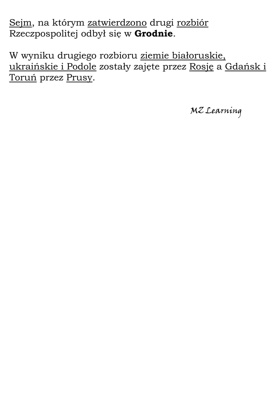 Wojna w obronie
konstytucji i II rozbiór
Rzeczypospolitej
Przeciwnicy Konstytucji 3 maja zawiązali konfederację
targowicką (1792 r.) Zwrócil