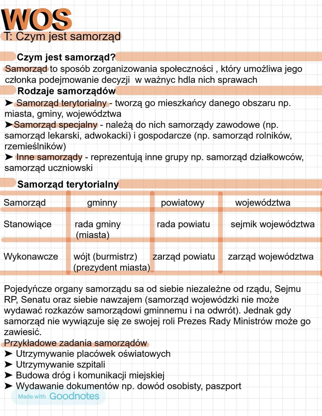 # WOS

T: Czym jest samorząd

Czym jest samorząd?

Samorząd to sposób zorganizowania społeczności, który umożliwa jego
członka podejmowanie 