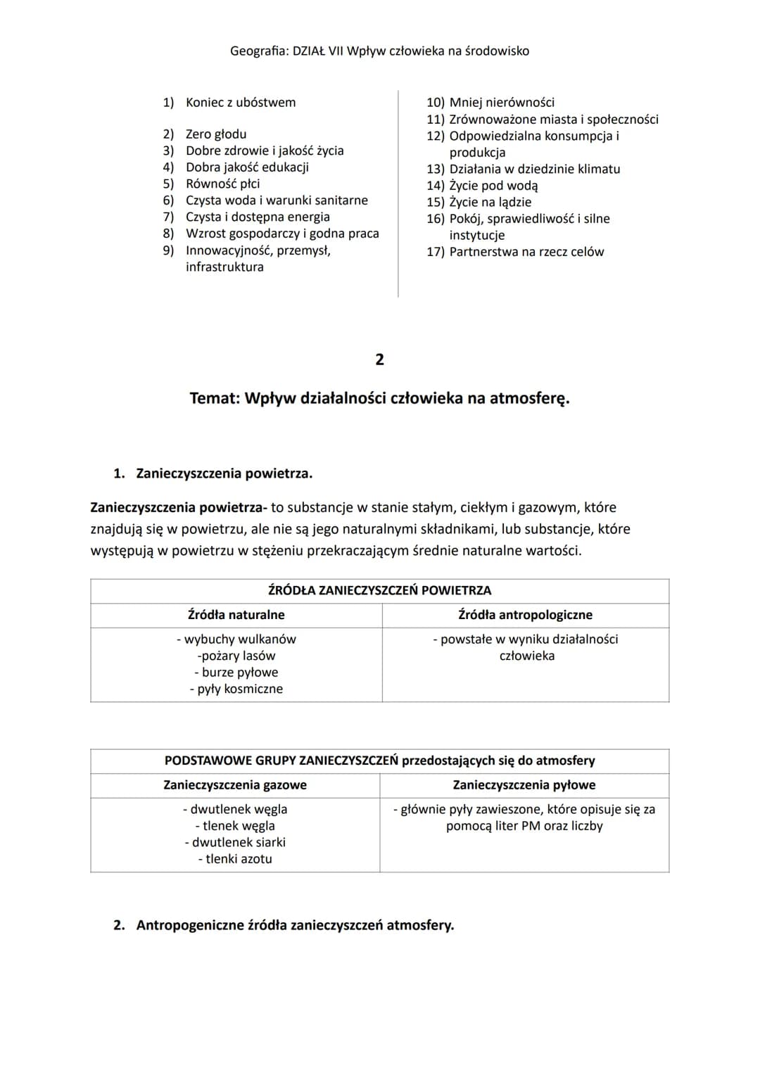 Geografia: DZIAŁ VII Wpływ człowieka na środowisko
1
Temat: Konflikt w relacji człowiek-środowisko przyrodnicze.
1. Środowisko przyrodnicze 