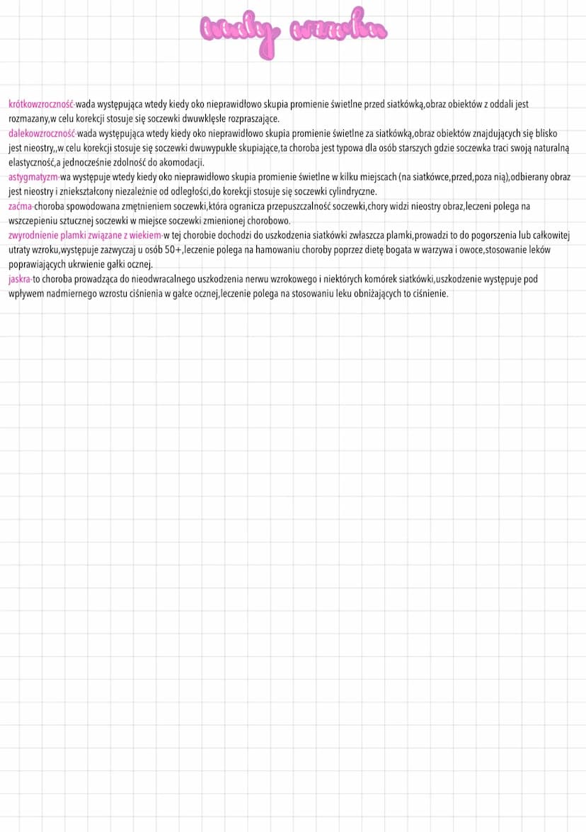 luckor & fauthor's okas
kuckwa
cha
Budowa gałki ocznej:
gałka oczna jest wypełniona galaretowatym płynem- ciało szkliste
ścianę gałki ocznej
