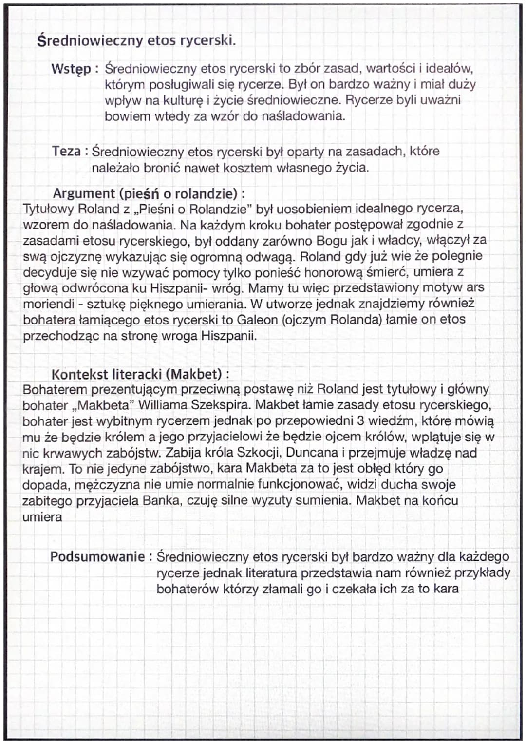 Średniowieczny etos rycerski.
Wstęp: Średniowieczny etos rycerski to zbór zasad, wartości i ideałów,
którym posługiwali się rycerze. Był on 