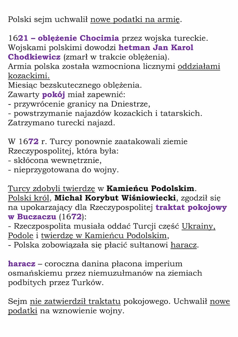 
<p>W 17 wieku doszło do serii wojen polsko-tureckich, które miały różnorodne przyczyny i skutki. Rywalizacja o wpływy w Mołdawii, najazdy K