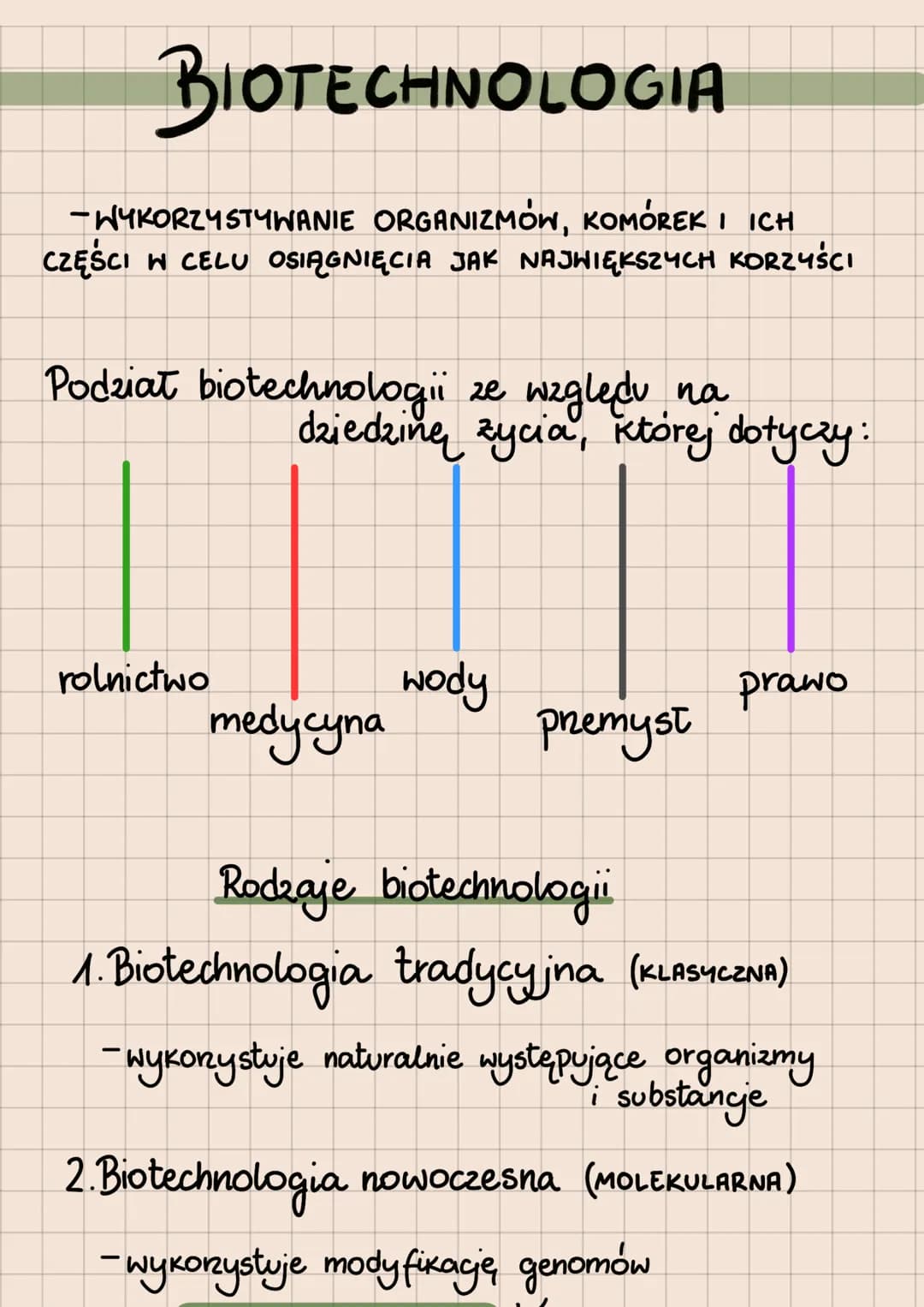 BIOTECHNOLOGIA
- WYKORZYSTYWANIE ORGANIZMÓW, KOMÓREK I ICH
CZĘŚCI W CELU OSIĄGNIĘCIA JAK NAJWIĘKSZYCH KORZYŚCI
Podział biotechnologii ze wzg