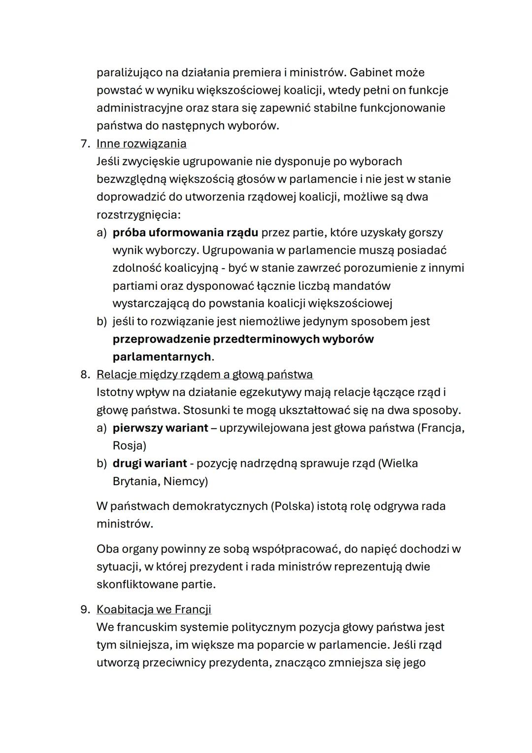 WŁADZA WYKONAWCZA
1. Modele władzy wykonawczej
Władza wykonawcza to inaczej egzekutywa, organami są głowa
państwa i rząd. Władzę sprawują or