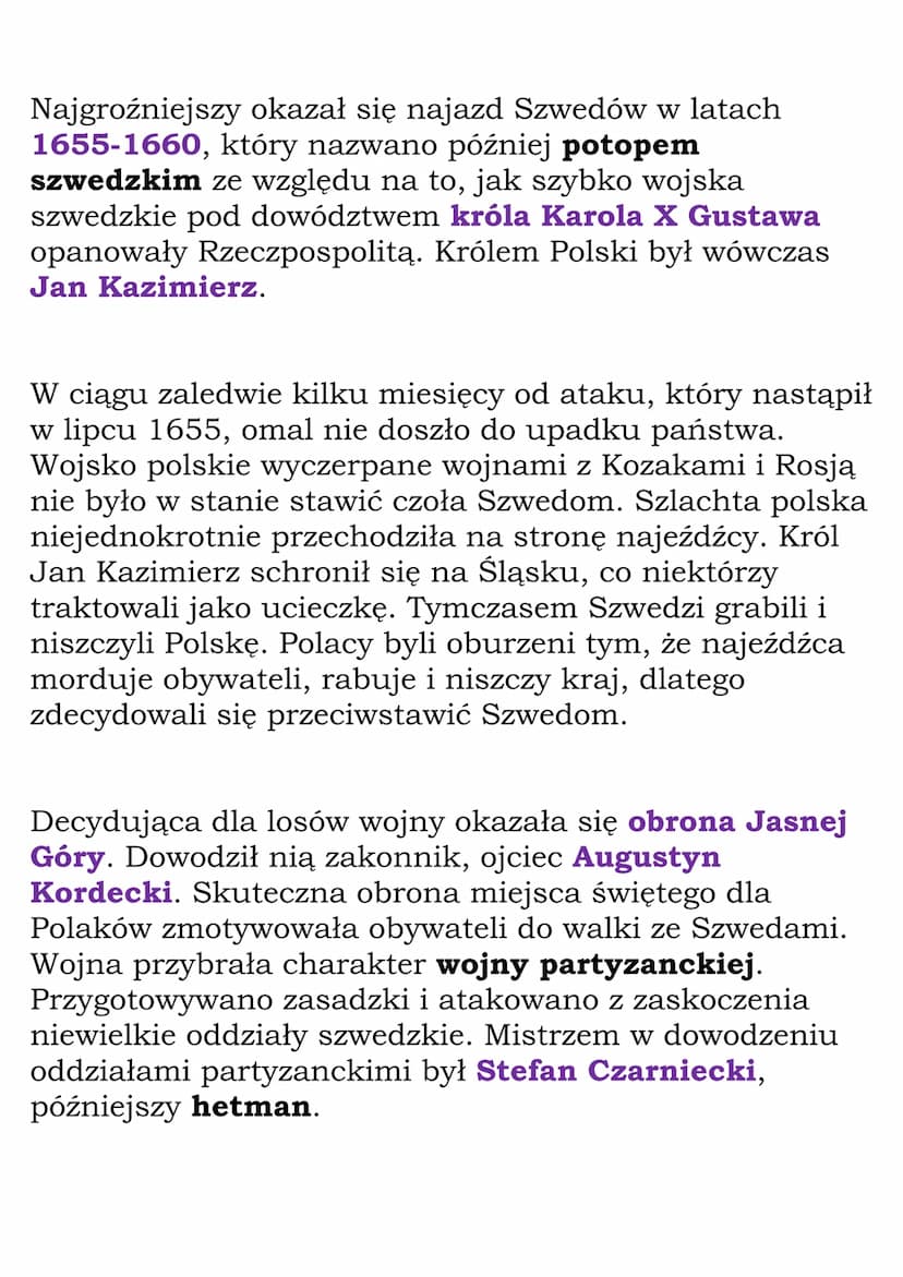 Potop szwedzki.
Wojny z Kozakami i Rosją.
(Dział: Czasy królów elekcyjnych)
Wojny z Kozakami i Rosją
W 1648 roku wybuchło powstanie kozackie