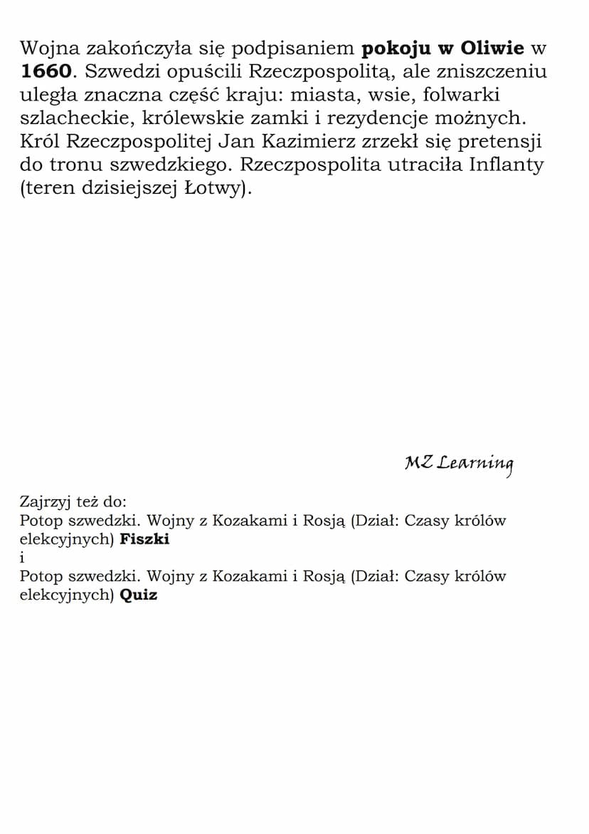 Potop szwedzki.
Wojny z Kozakami i Rosją.
(Dział: Czasy królów elekcyjnych)
Wojny z Kozakami i Rosją
W 1648 roku wybuchło powstanie kozackie
