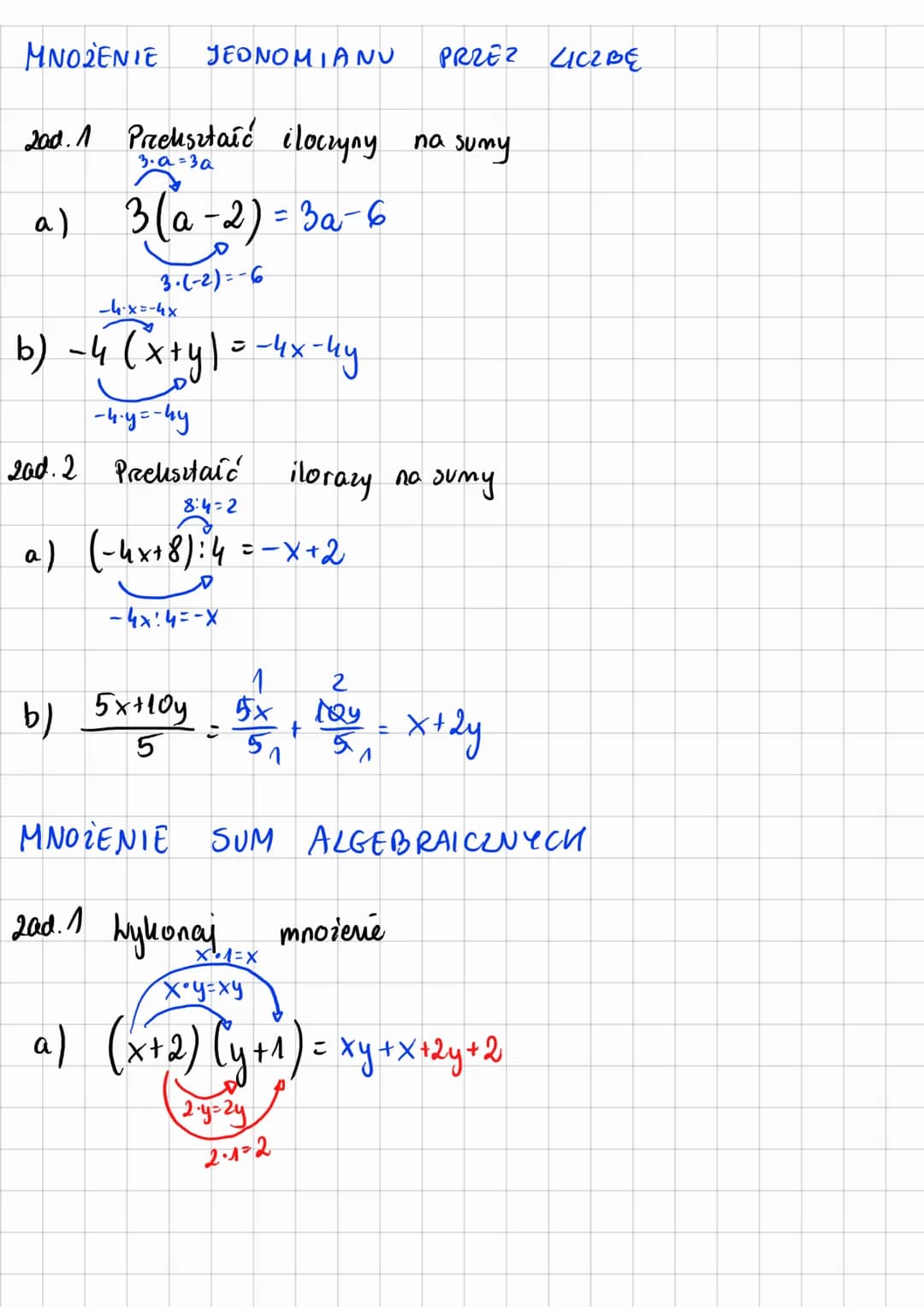 WYRAŻENIA ALGEBRAICZNE
PRZEKSZTAŁCENIA I SUMY)
DEFINICJA 9
SUMA ALGEBRAICZNA - to wyrażemé algebraiczne, htore
powstaje preez dodamo jednomi